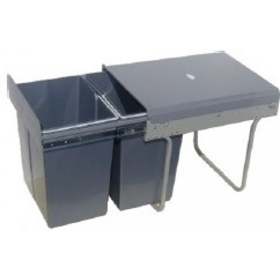 BALDE LIXO C/CORREDIÇA B104 MOD.400 CINZA (2*20LTS)