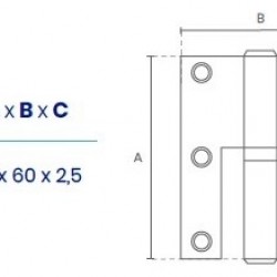 DOBRADIÇA 410x3 RECTA INOX DIR.