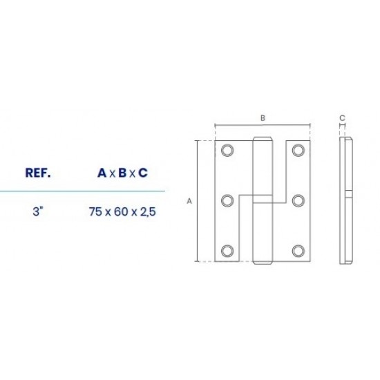 DOBRADIÇA 410x3 RECTA INOX DIR.
