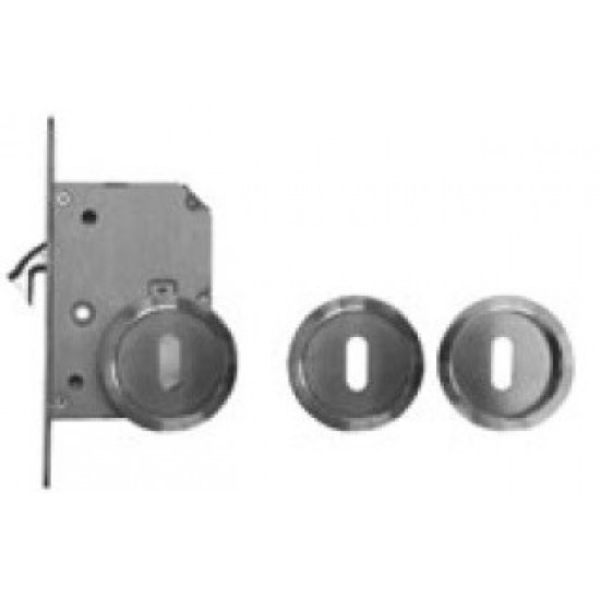 FECHADURA PORTA DE CORRER C/CONCHA REDONDA 5148 INOX C/CHAVE PARTIR