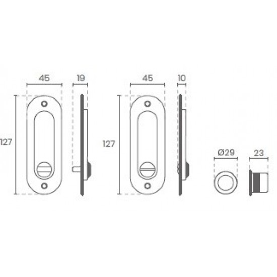 FECHADURA PORTA DE CORRER C/CONCHA OVAL INOX