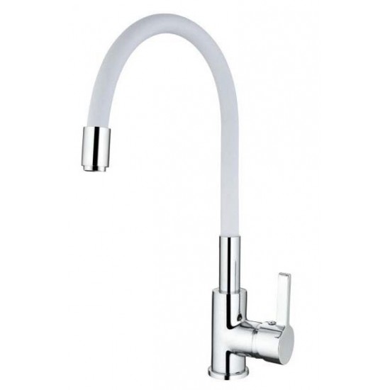 MISTURADORA FLEXIVEL REF. M22112-3 BICA ALTA CROMADA BRANCA