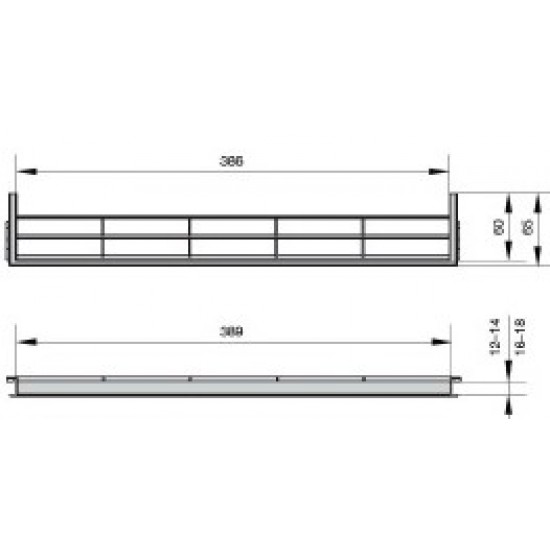 GRELHA VENTILAÇÃO PLÁSTICA P/RODAPÉ 400x65 CINZA