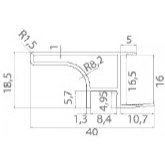 PERFIL PUXADOR 752 ILHARGA 19mm (mt.) + DIFUSOR LED - ANOD. NAT.