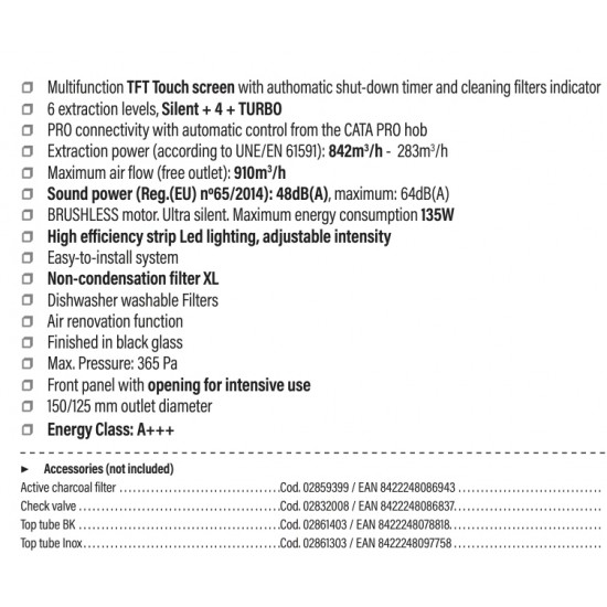 Exaustor CATA GOYA PRO 70 BK - Preto 70 cms