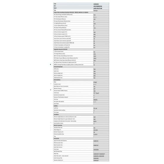 Exaustor CATA GOYA PRO 70 BK - Preto 70 cms