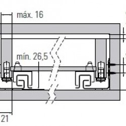 CORREDIÇA OCULTA EXT. TOTAL REF. O62 C/SMOVE 300mm